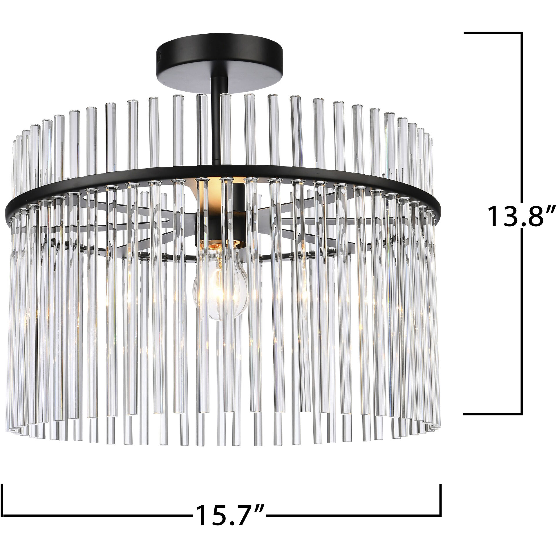 Ava 1 Light 15.7 inch Black Semi Flush Mount Ceiling Light