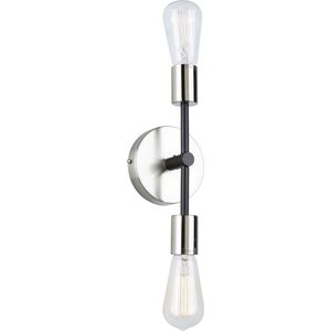 Truro 2 Light 10.5 inch Black and Brushed Nickel ADA Wall Sconce Wall Light