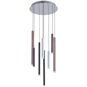 Galiano LED 15.75 inch Black and Copper and Satin Aluminum Down Chandelier Ceiling Light
