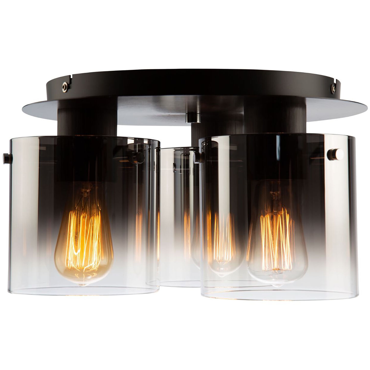 Henley LED 13.5 inch Satin Black and Smoke Glass Flush Mount Ceiling Light