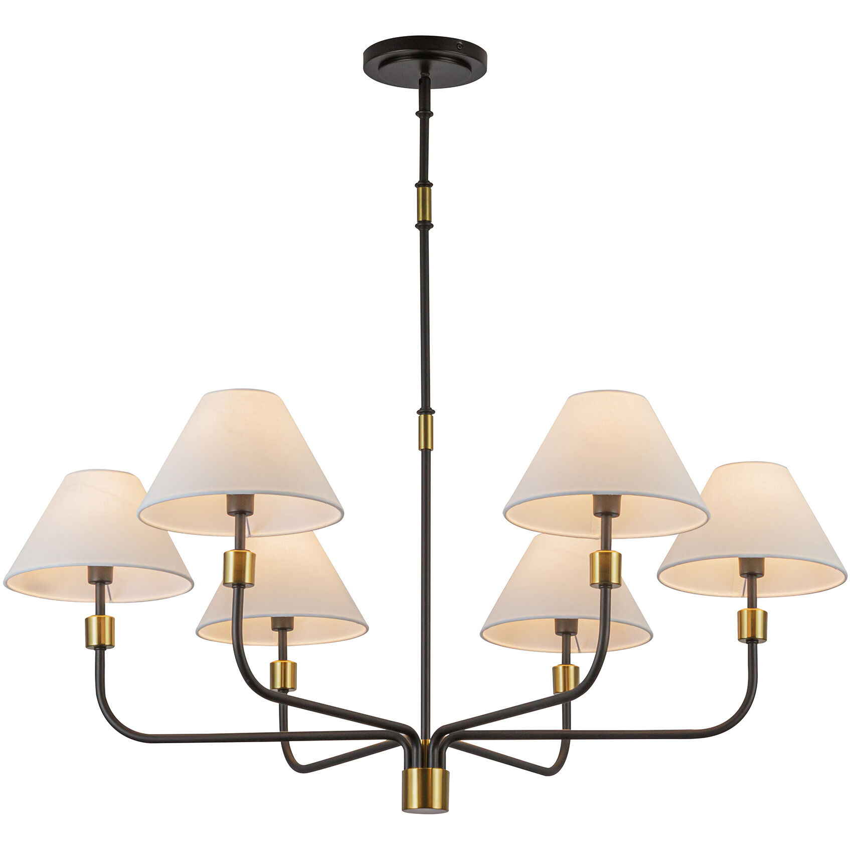 Providence 6 Light 42 inch Black and Brushed Brass Chandelier Ceiling Light