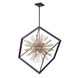 Sunburst LED 31.5 inch Matte Black and Satin Brass Chandelier Ceiling Light