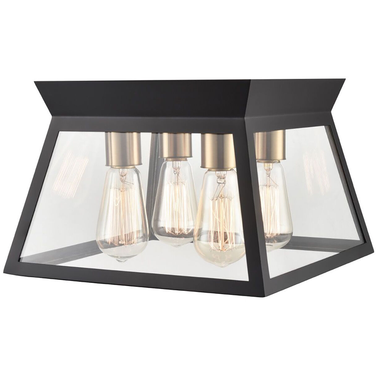 Lucian LED 12 inch Black and Brushed Brass Flush Mount Ceiling Light