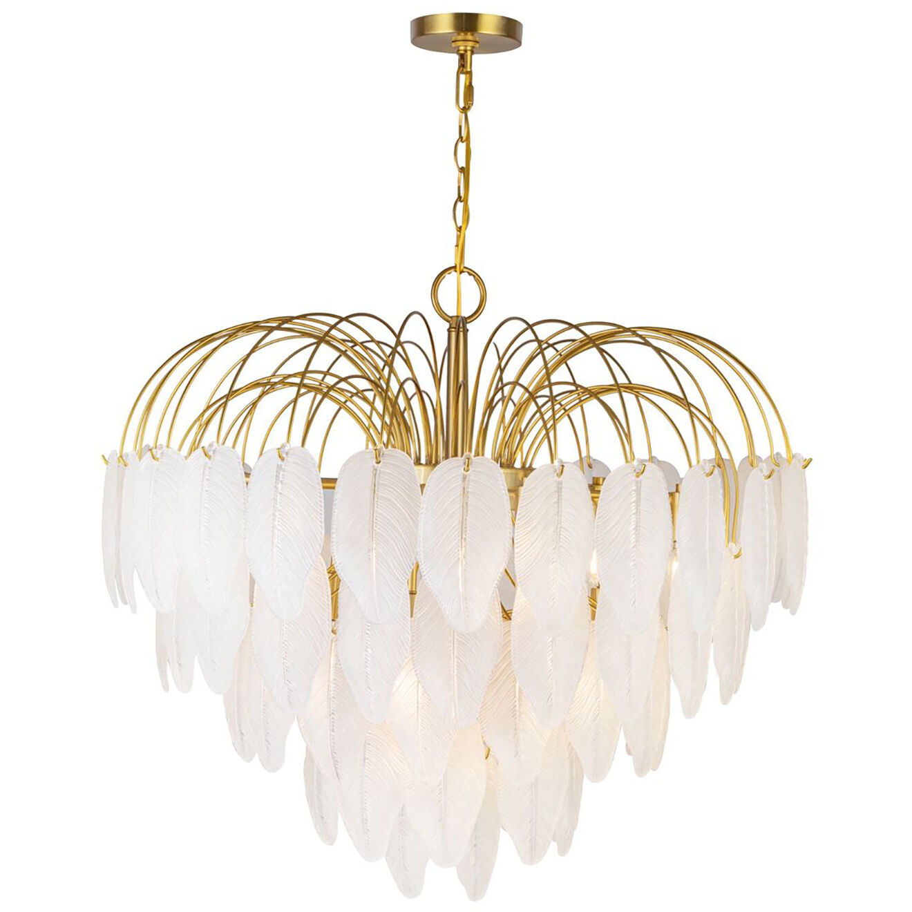 Alessia 19 Light 28.4 inch Brushed Brass and White Chandelier Ceiling Light
