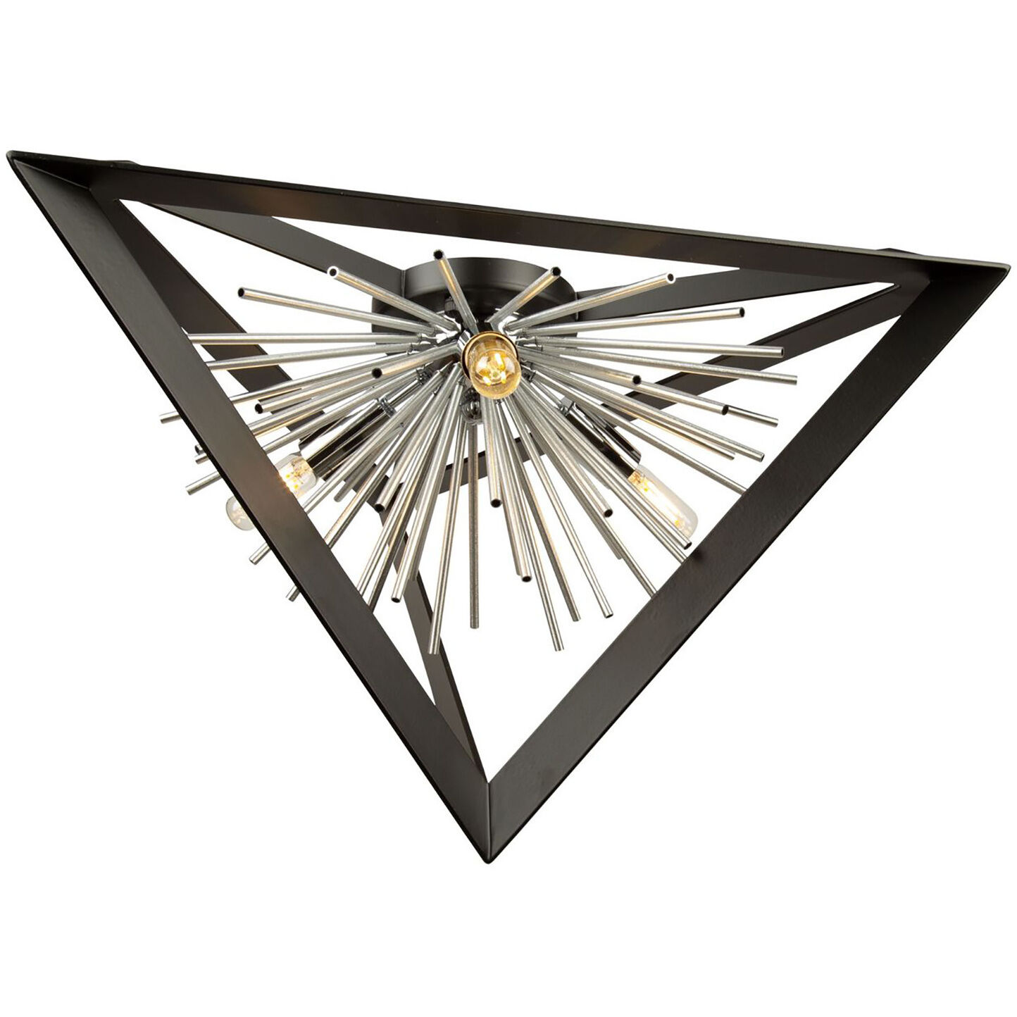 Sunburst LED 20.5 inch Matte Black and Chrome Flush Mount Ceiling Light