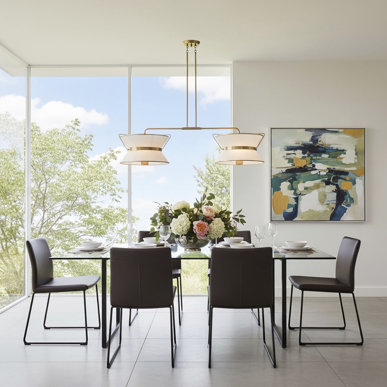 Layla LED 47.9 inch Brushed Brass Island/Pool Table Ceiling Light