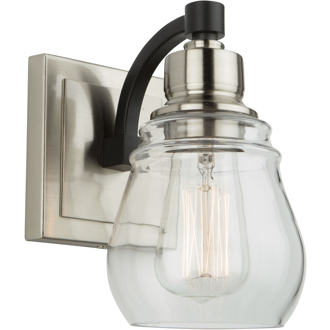 Nelson 1 Light 6.41 inch Black and Brushed Nickel Vanity Light Wall Light