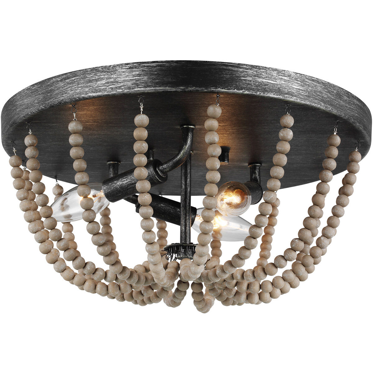 Oglesby 3 Light 14 inch Washed Pine Flush Mount Ceiling Light