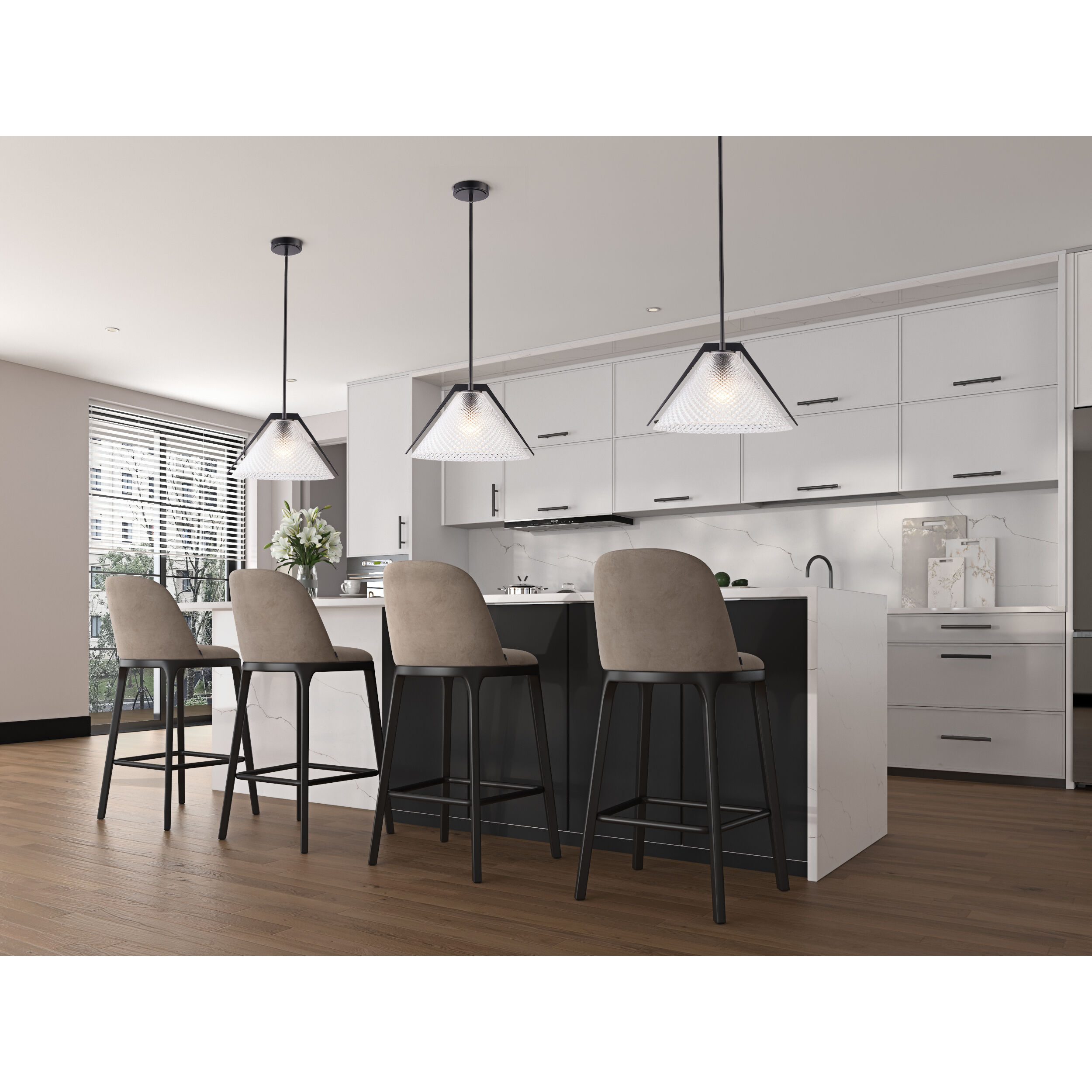 Baltic LED 15 inch Black and Brushed Brass Pendant Ceiling Light