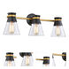Kanata 3 Light 26 inch Black and Brushed Brass Vanity Light Wall Light