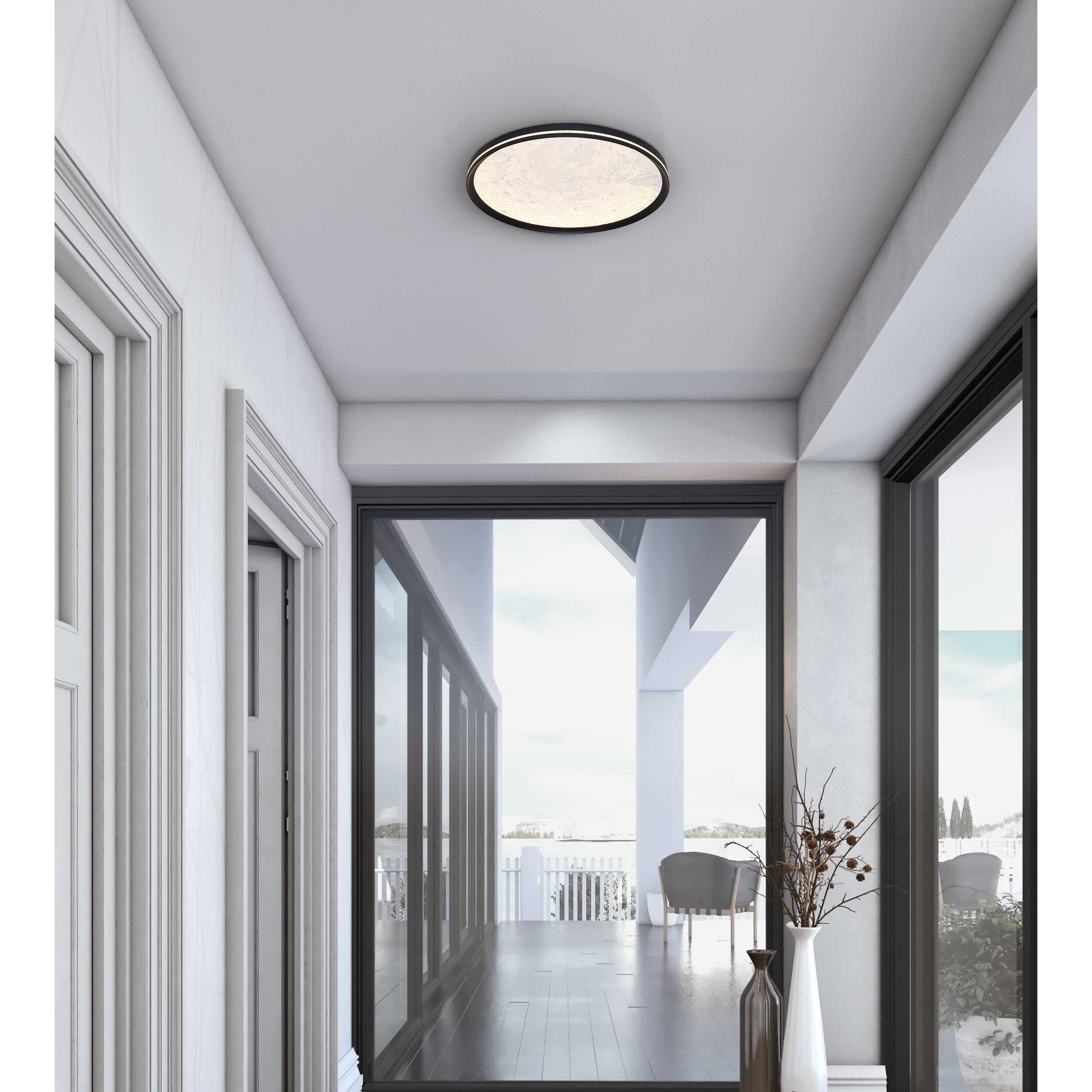 Luna LED 15.75 inch Black Flush Mount Ceiling Light