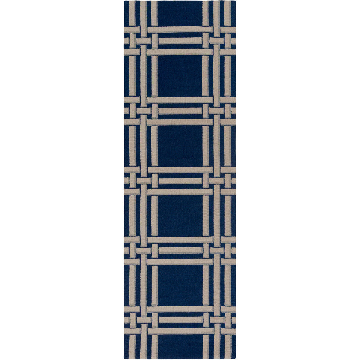 Lockhart 96 X 30 inch Blue and Neutral Runner, Wool