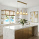 Juna 4 Light 44.1 inch Brass and Travertine Linear Island Pendant Ceiling Light