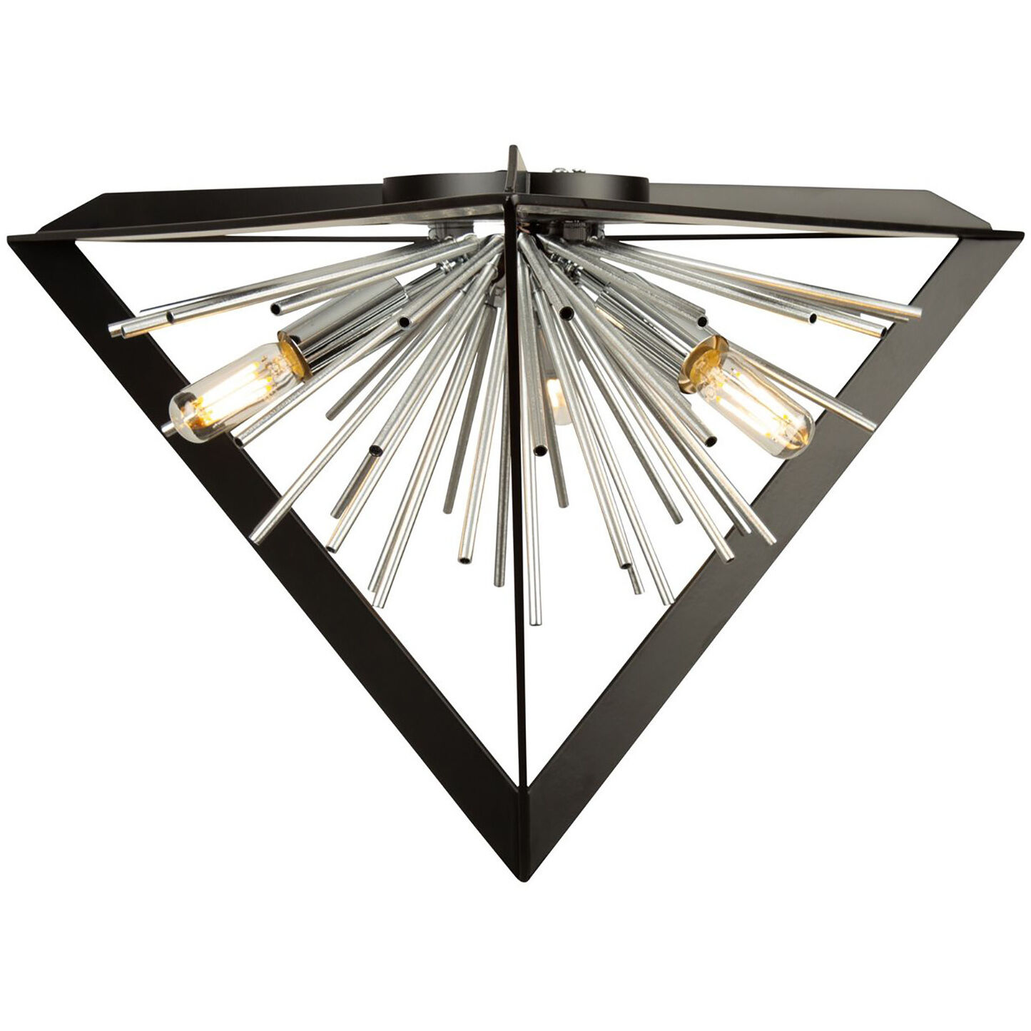 Sunburst LED 20.5 inch Matte Black and Chrome Flush Mount Ceiling Light