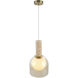 Juna 1 Light 7.9 inch Brass and Travertine Pendant Ceiling Light