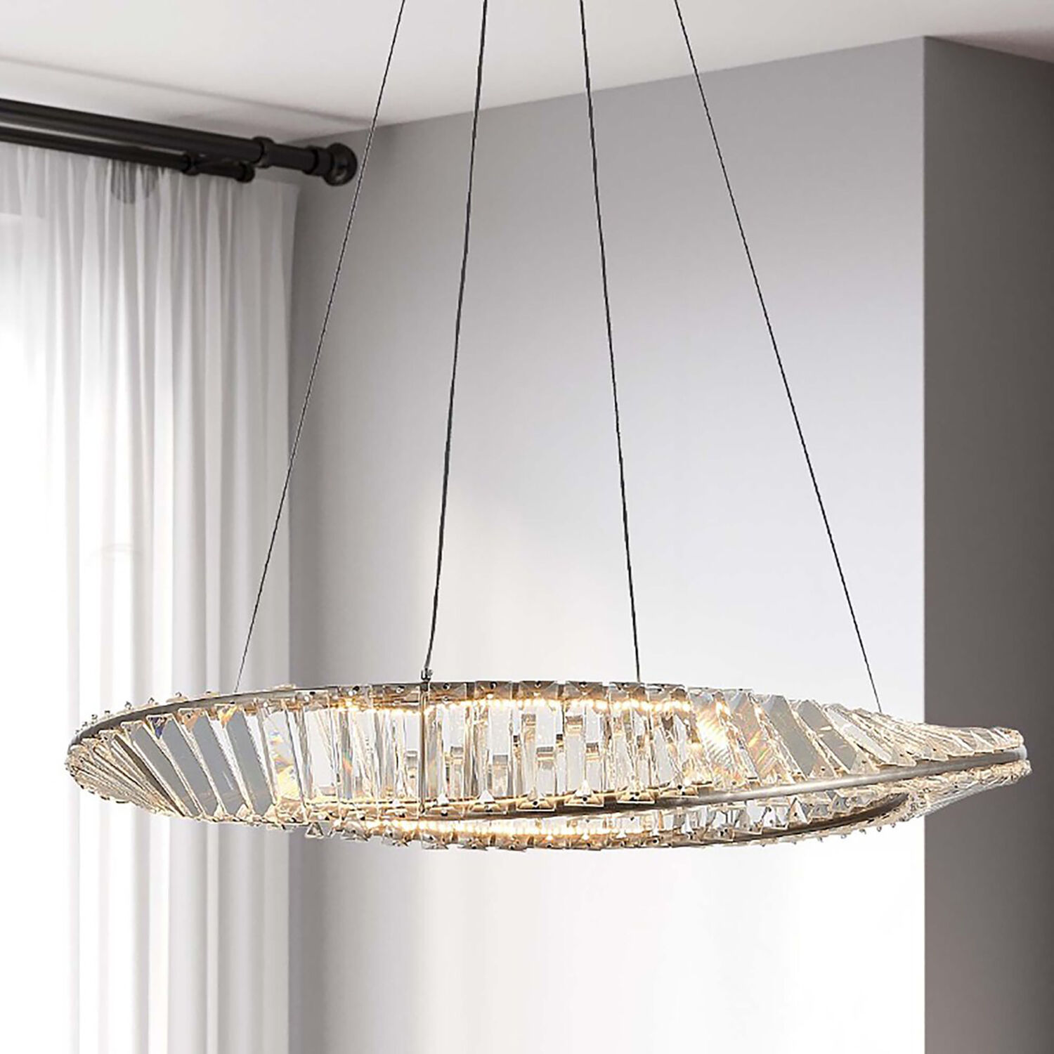 Stella 23.75 inch Satin Nickel Pendant Ceiling Light