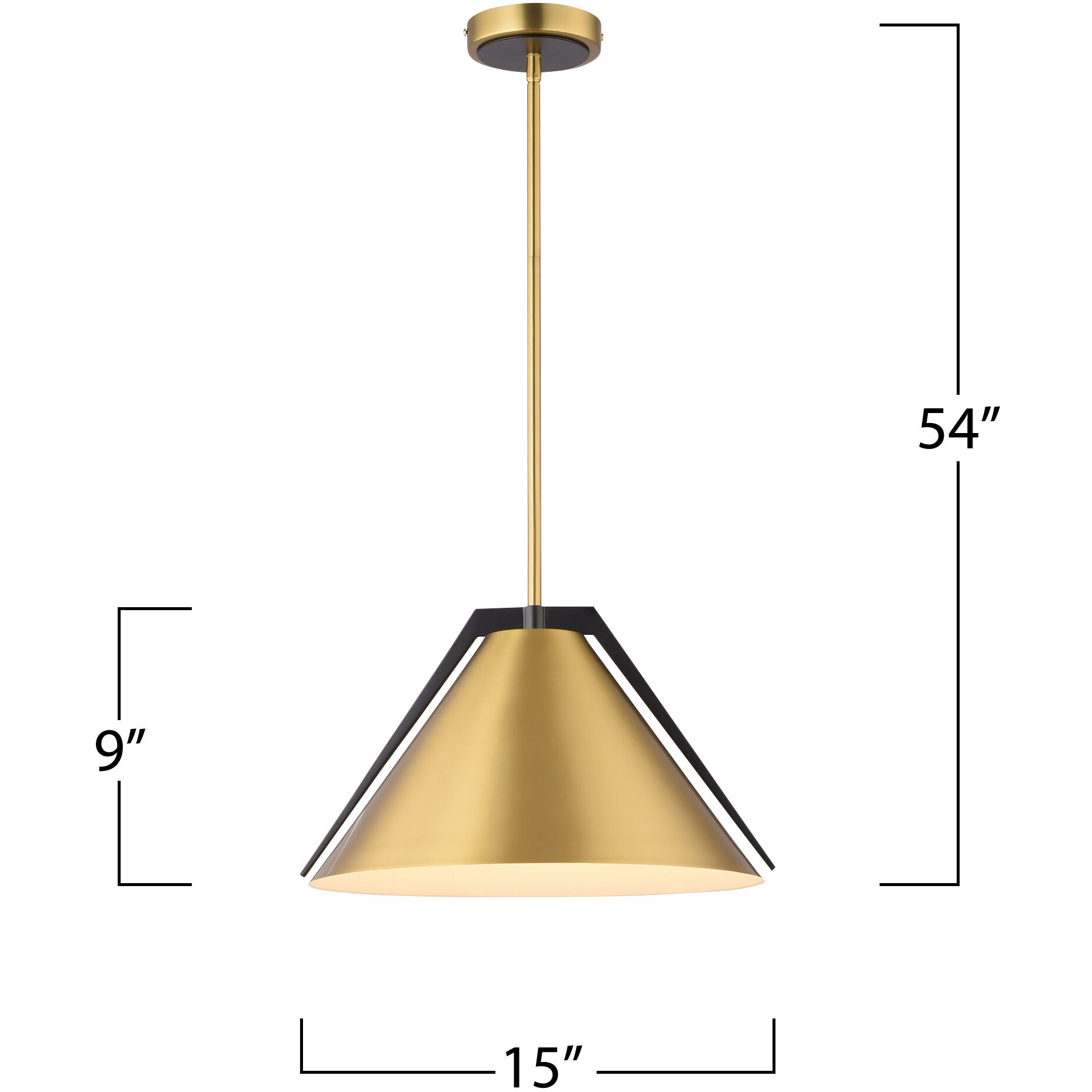 Baltic LED 15 inch Black and Brass Pendant Ceiling Light