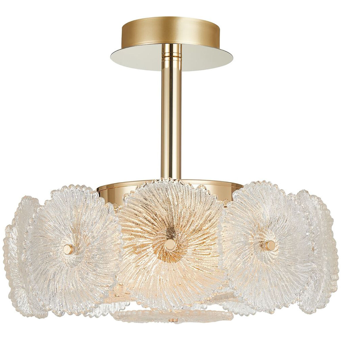 Bloom LED 15.75 inch Brass Semi-Flush Mount Ceiling Light