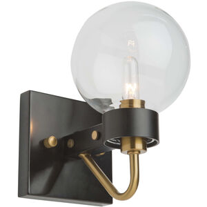 Chelton LED 5 inch Matte Black and Harvest Brass Wall Sconce Wall Light in Clear