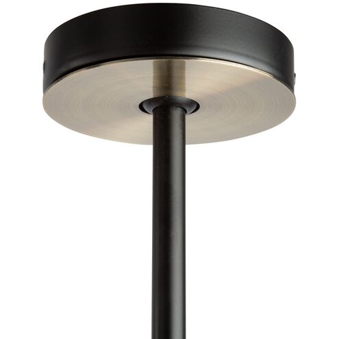 Tribeca 6 Light 37 inch Matte Black and Satin Brass Linear Chandelier Ceiling Light