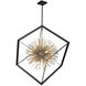 Sunburst LED 37 inch Matte Black and Satin Brass Chandelier Ceiling Light