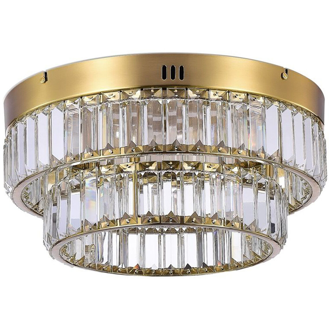 Stella LED 15.74 inch Brushed Brass Flush Mount Ceiling Light in Black and Brass