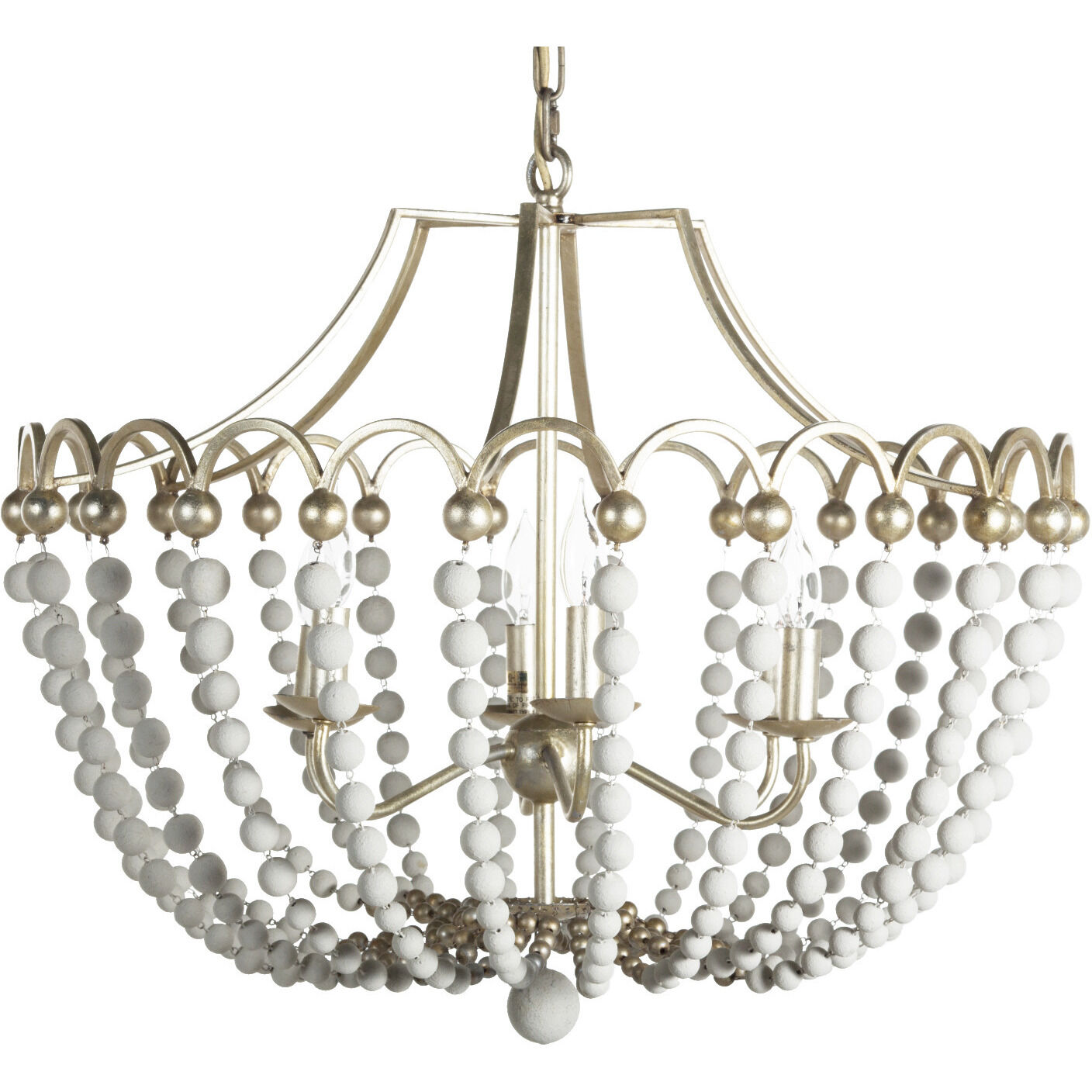 Peggy 6 Light 28.75 inch Champagne Silver / Dove White Chandelier Ceiling Light