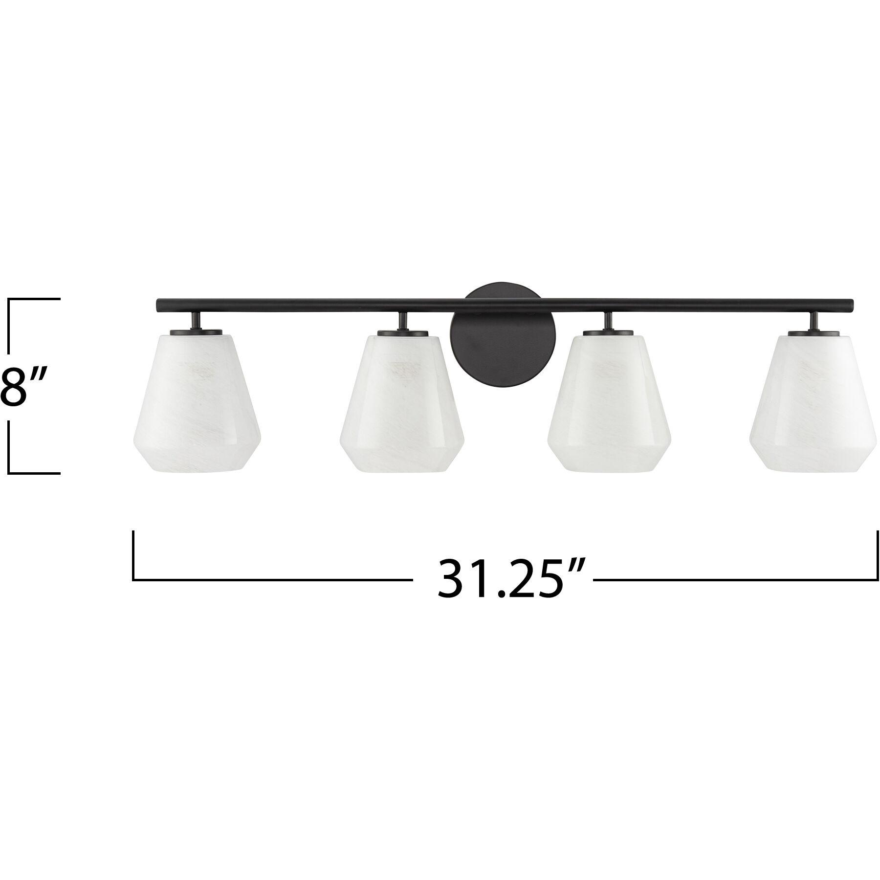 Brooke 4 Light 31.25 inch Black Bathroom Vanity Wall Light
