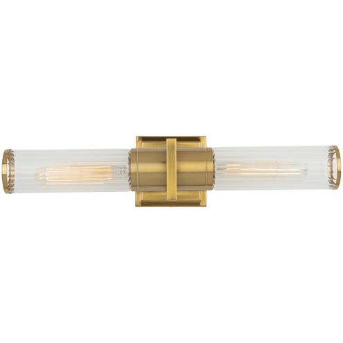 Positano LED 20.8 inch Brushed Brass Bathroom Vanity Wall Light in Clear Ribbed