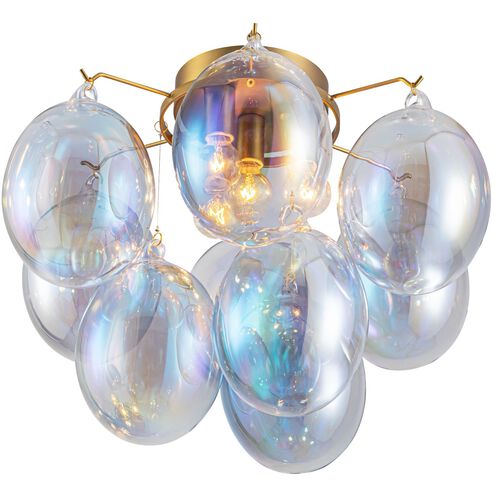 Globo LED 15.75 inch Brass Semi-Flush Mount Ceiling Light in Iridescent