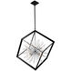 Sunburst LED 31.5 inch Matte Black and Chrome Chandelier Ceiling Light