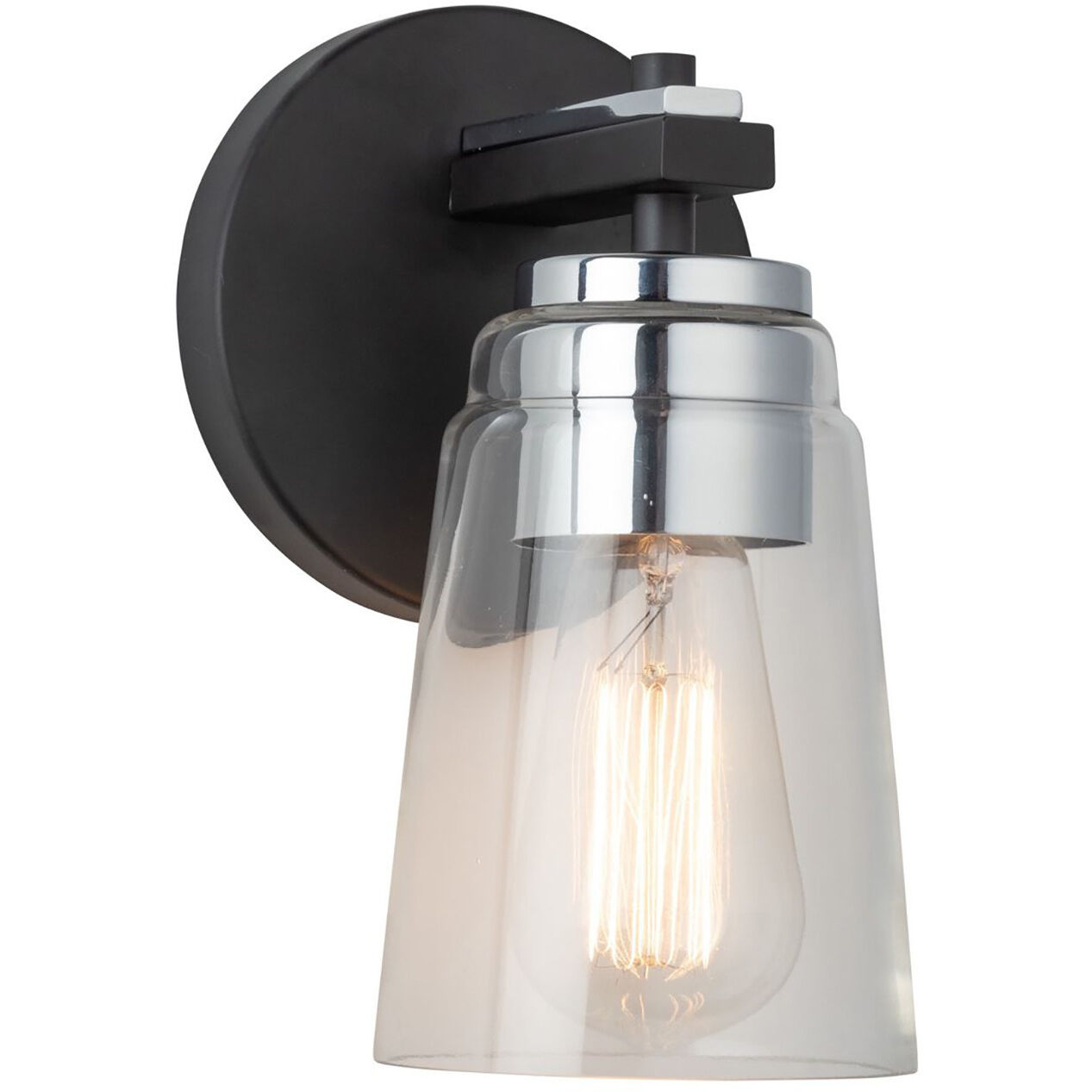 Essex LED 5.13 inch Black and Chrome Bathroom Sconce Wall Light