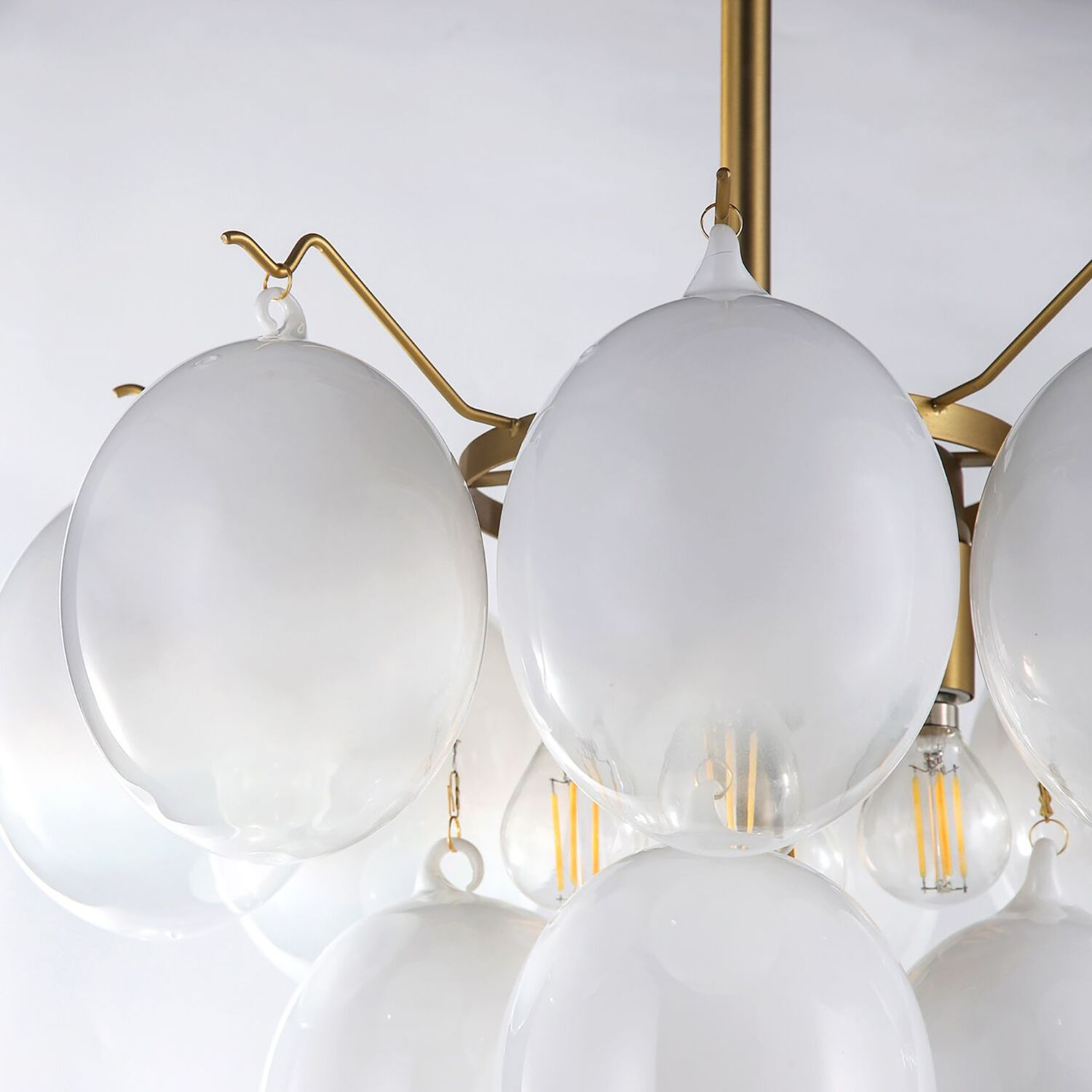 Globo LED 18 inch Brass Chandelier Ceiling Light in Milky White