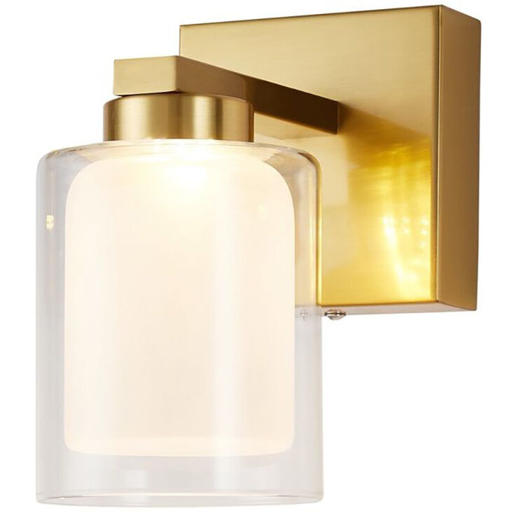 Saville LED 7 inch Brass Bathroom Sconce Wall Light