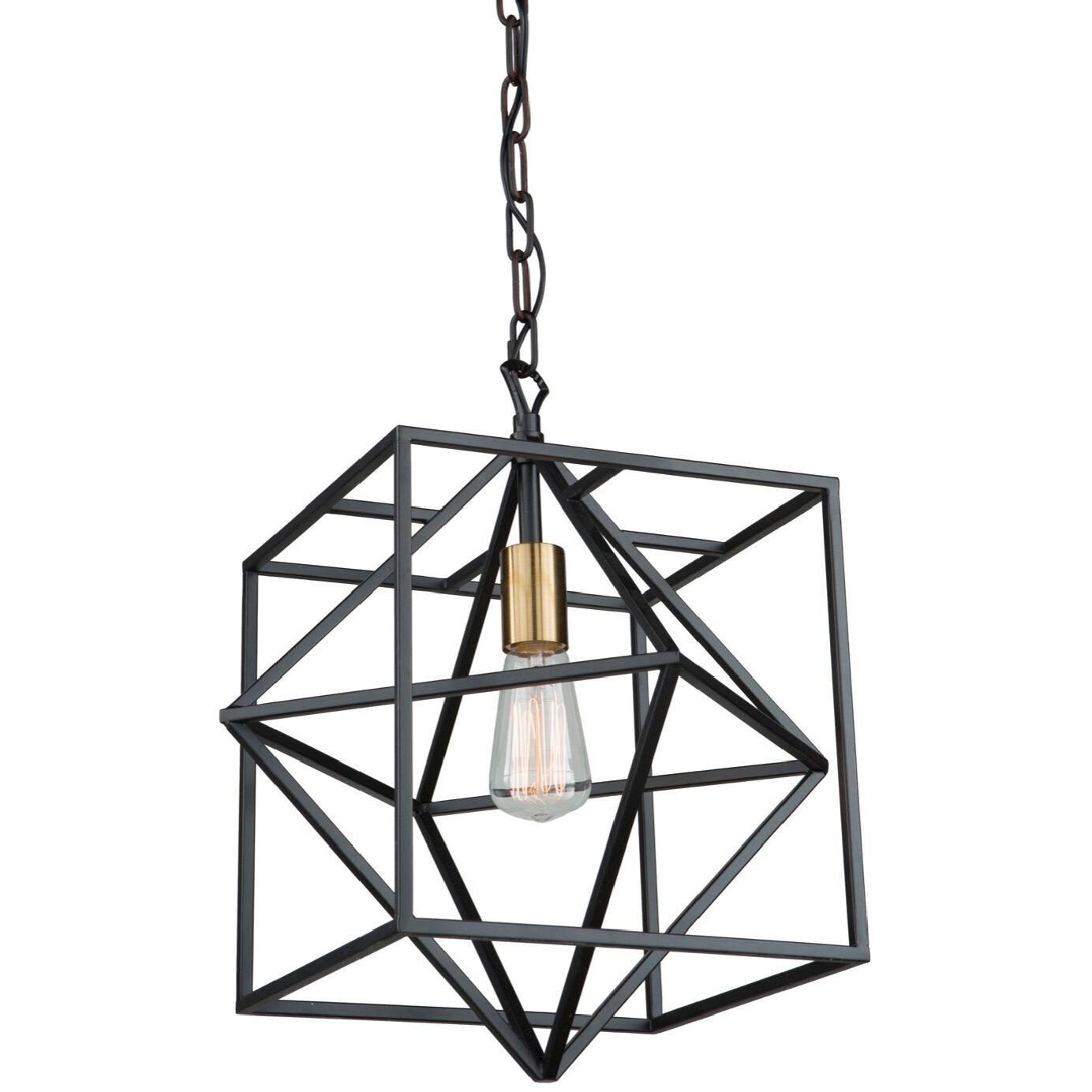 Roxton LED 15 inch Matte Black and Harvest Brass Pendant Ceiling Light