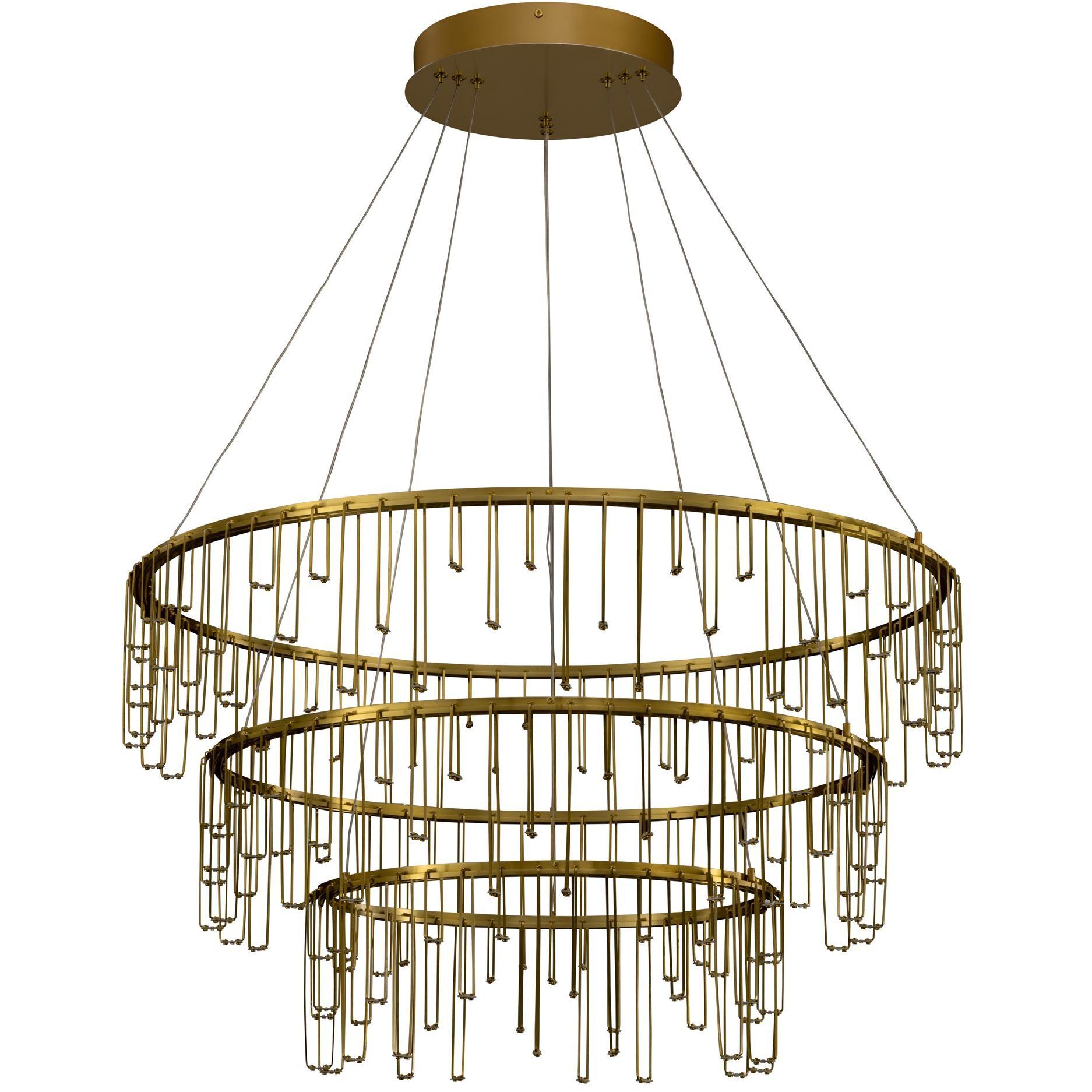 Lucerna LED 31.5 inch Stainless Steel Gold Chandelier Ceiling Light, 3 Tier
