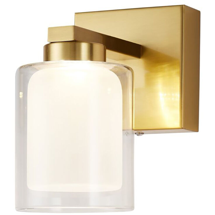 Saville LED 7 inch Brass Bathroom Sconce Wall Light