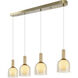 Juna 4 Light 44.1 inch Brass and Travertine Linear Island Pendant Ceiling Light