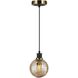 Gem LED 6 inch Black and Brushed Brass Pendant Ceiling Light in Amber