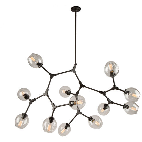 Organic 12 Light 55 inch Black Linear Chandelier Ceiling Light