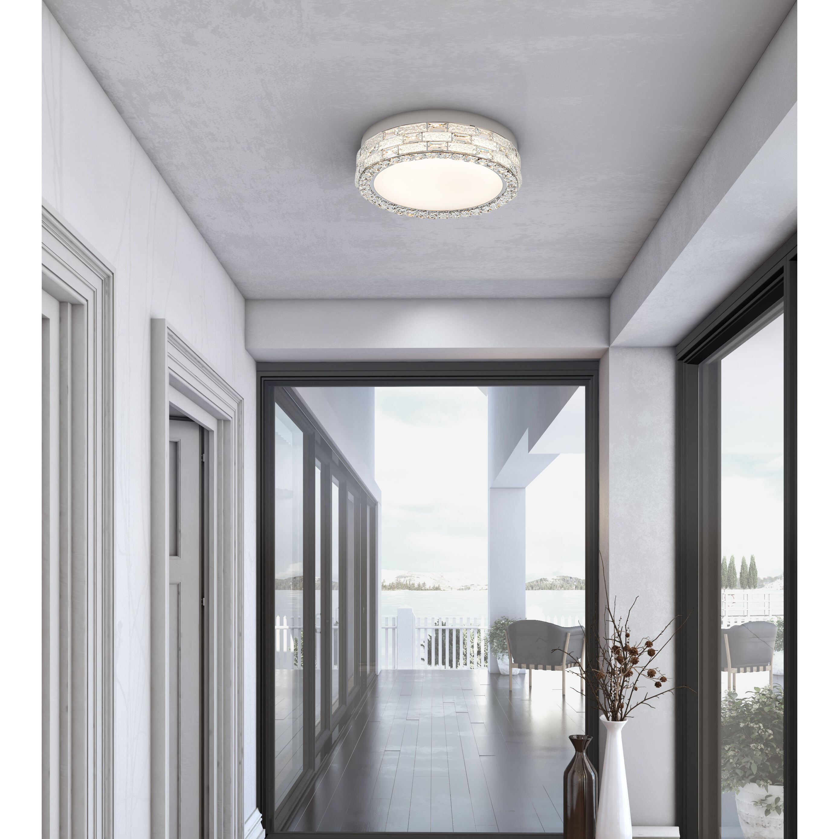 Elegance LED 19.69 inch Polished Nickel Flush Mount Ceiling Light