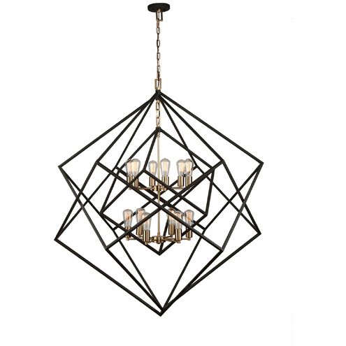 Artistry LED 47 inch Matte Black and Harvest Brass Chandelier Ceiling Light in Matte Black and Satin Brass