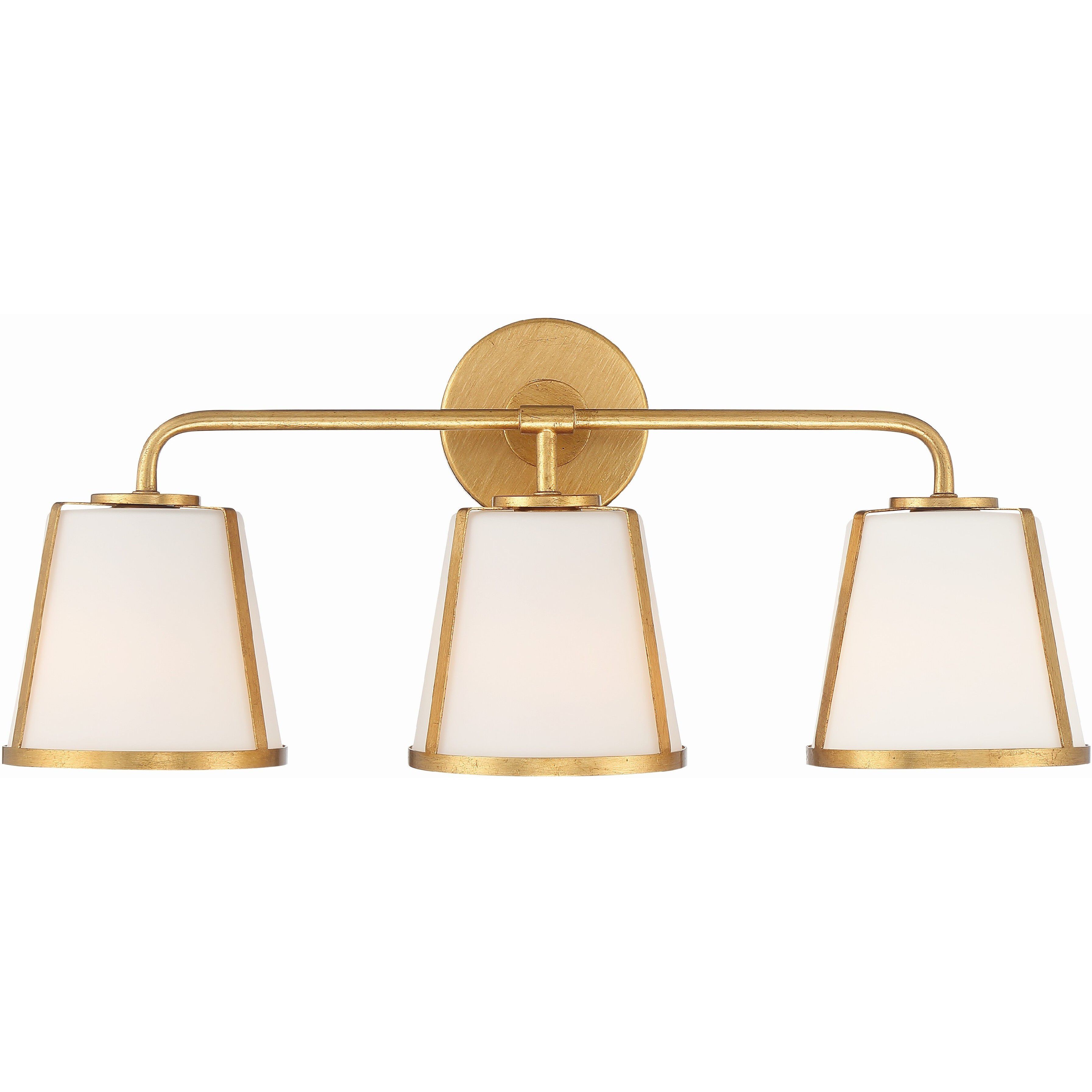Fulton Bath Vanity Light Wall Light in Antique Gold, White