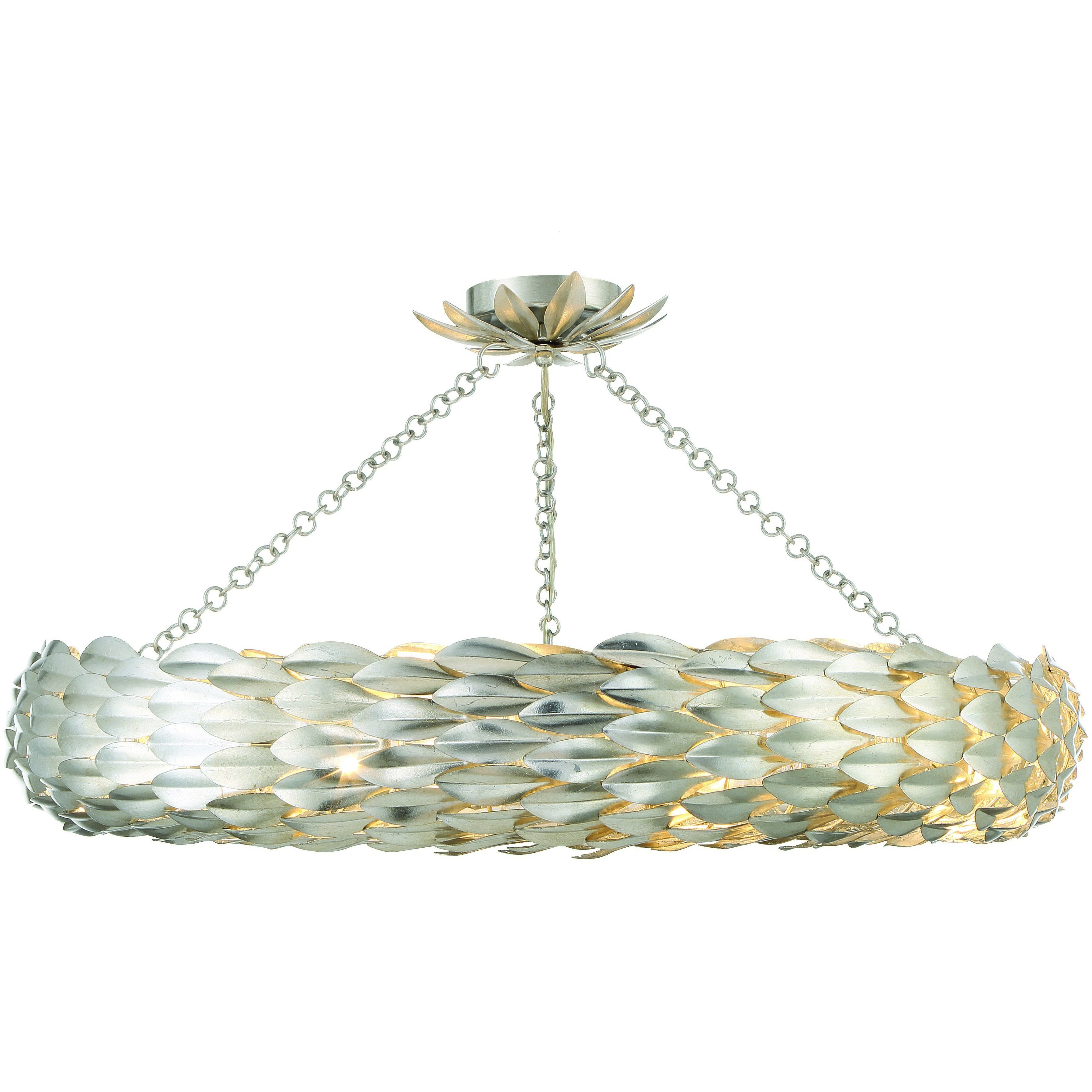 Broche 8 Light 33.5 inch Antique Silver Semi Flush Ceiling Light