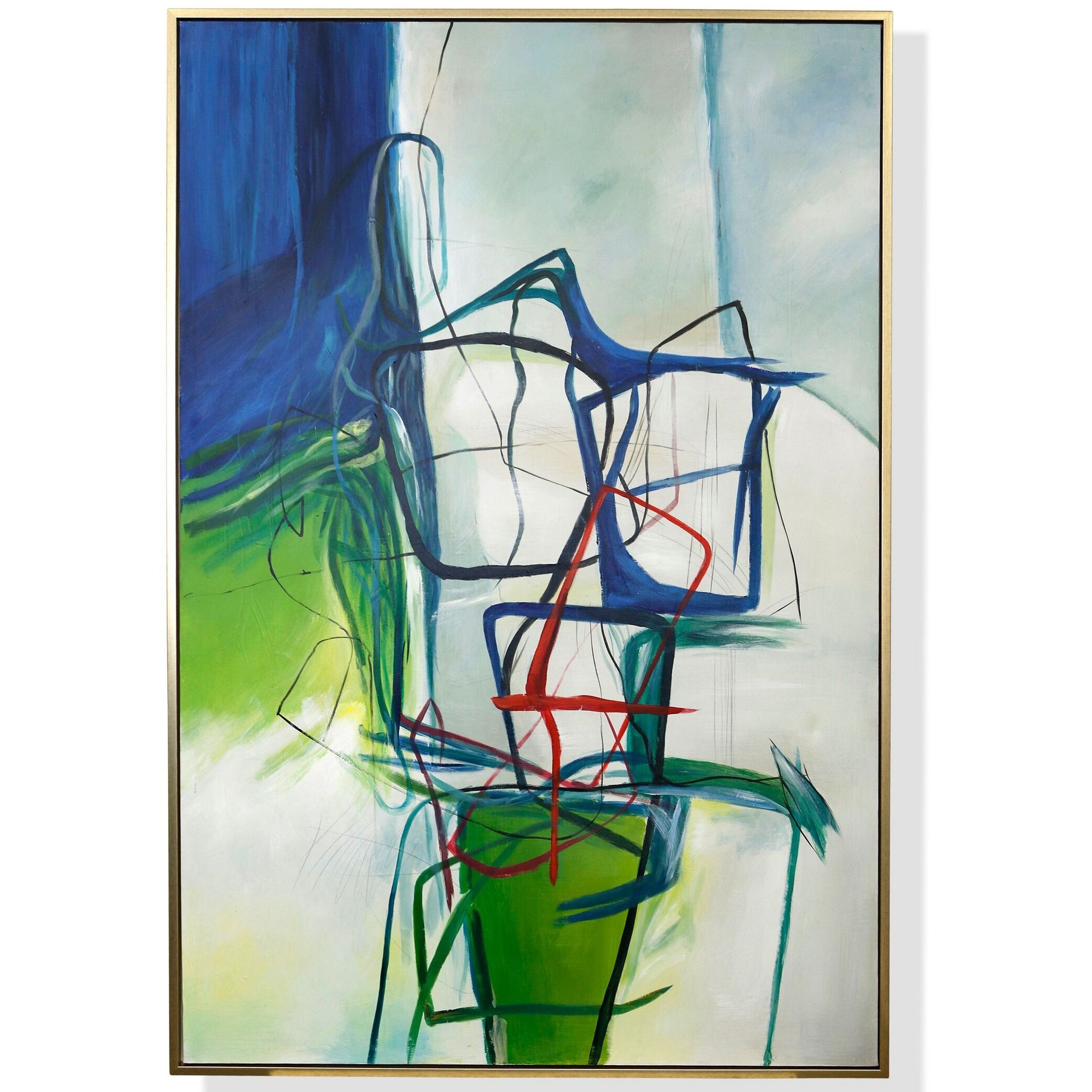 Manantial Green and Blue and Red and Cream and Grey and Gold Wall Art