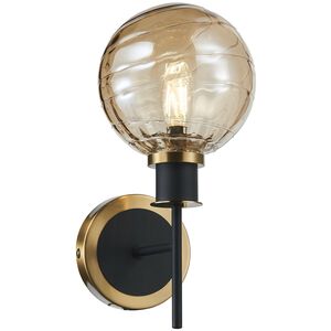Gem LED 7.9 inch Black and Brushed Brass Wall Sconce Wall Light in Amber