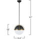 Dahlia 1 Light 15.4 inch Black and Brushed Brass Pendant Ceiling Light