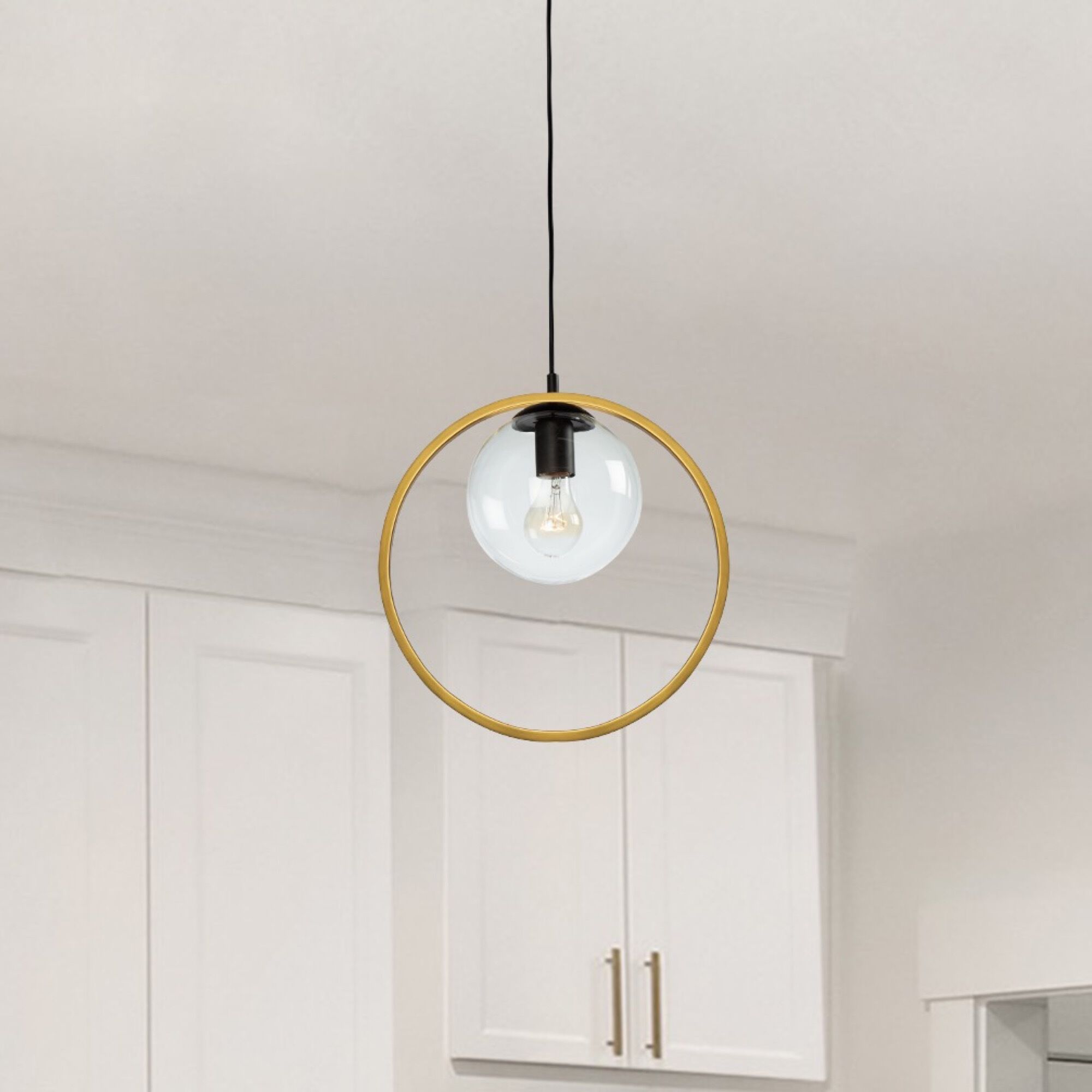 Lugano LED 14 inch Black and Vintage Brass Pendant Ceiling Light