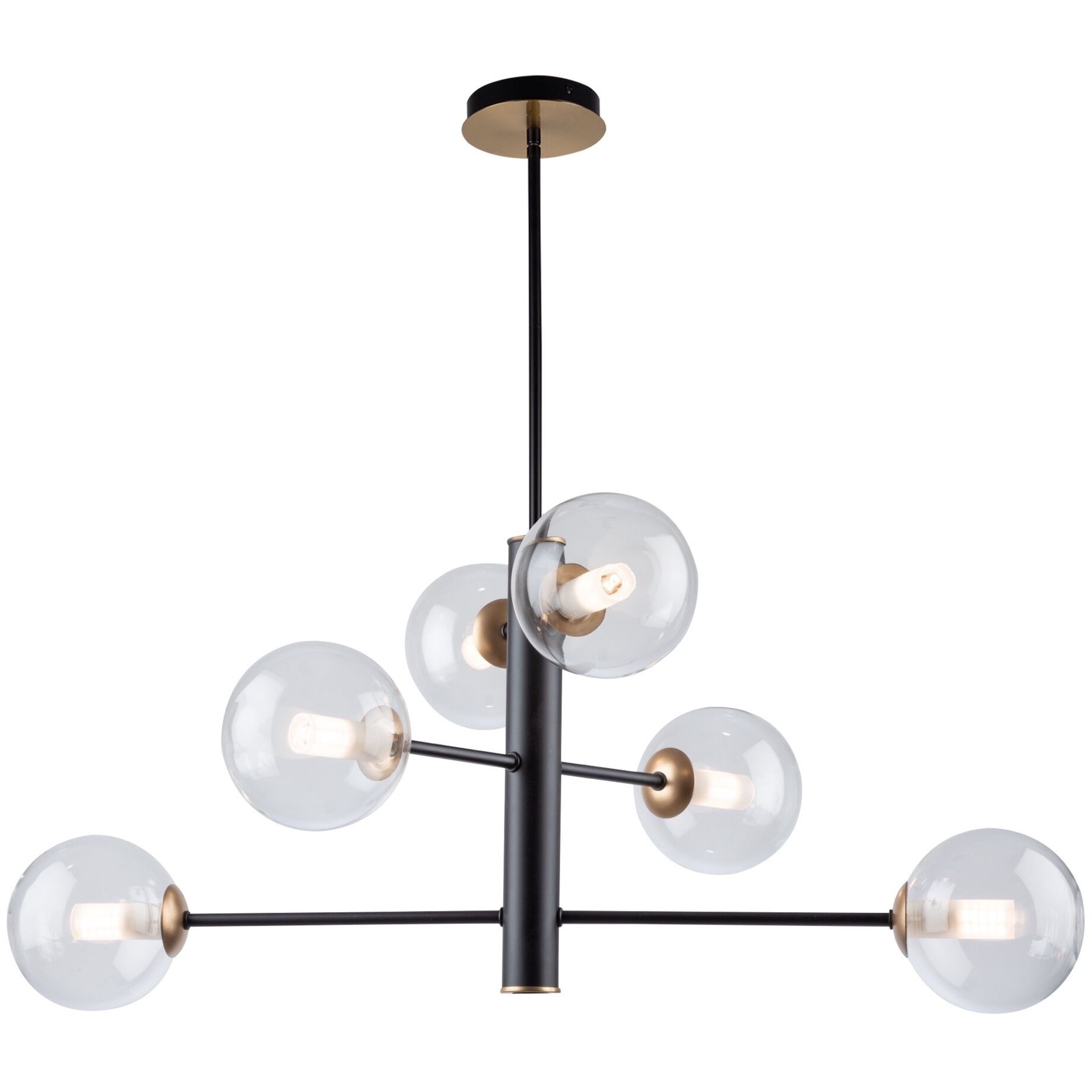 Aurelia 6 Light 23 inch Matte Black and Brass Chandelier Ceiling Light