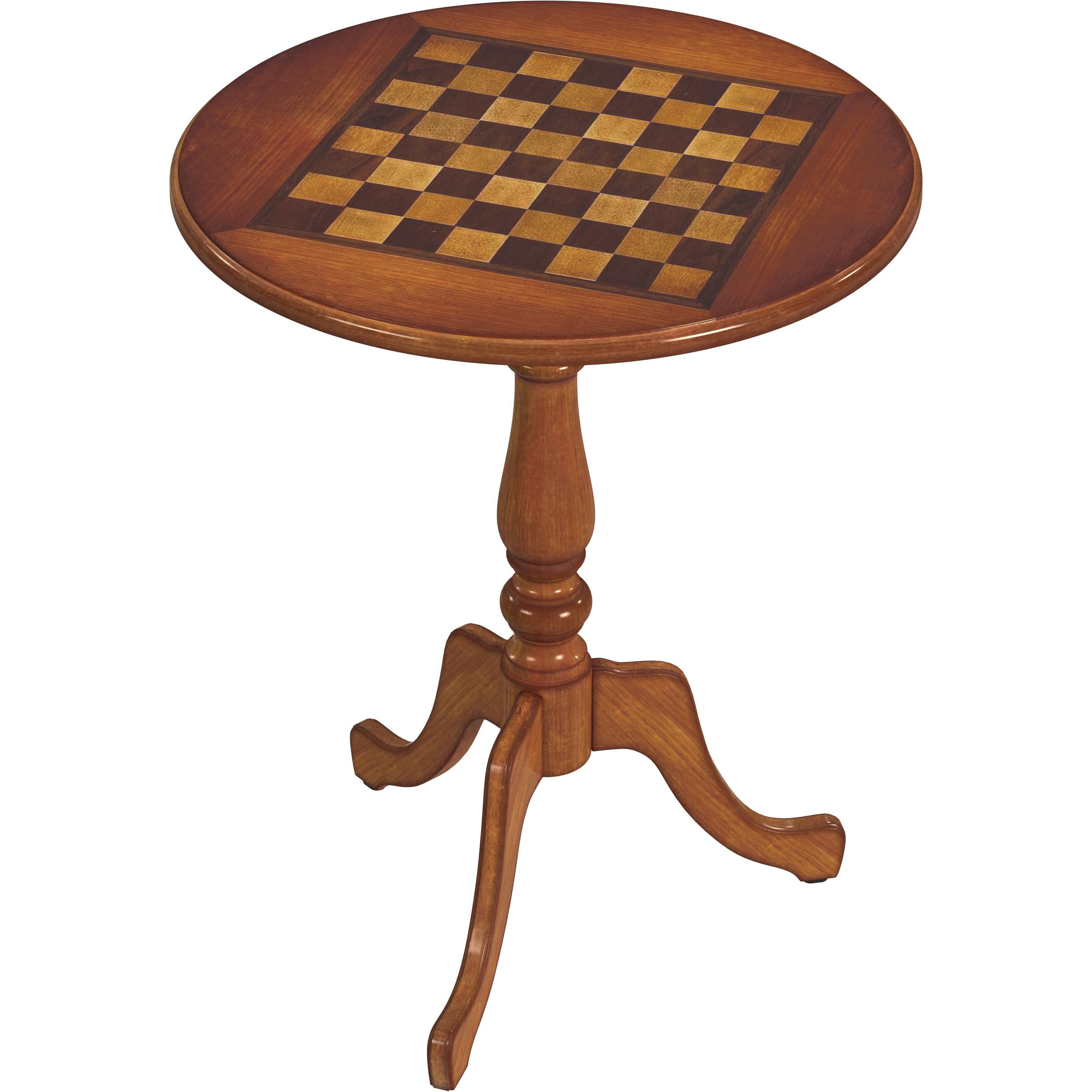 Colbert 22" Round Pedestal Game Table in Medium Brown